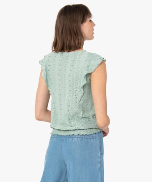 Tee-shirt femme à manches courtes en maille ajourée vue3 - GEMO(FEMME PAP) - GEMO
