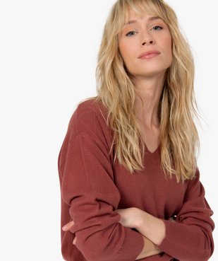 Pull femme à col V en maille ultra douce vue2 - GEMO (MAILLE) - GEMO
