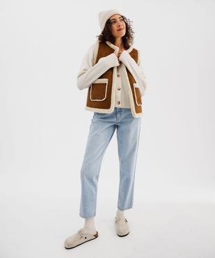 Gilet à col V avec poches femme vue4 - GEMO(FEMME PAP) - GEMO