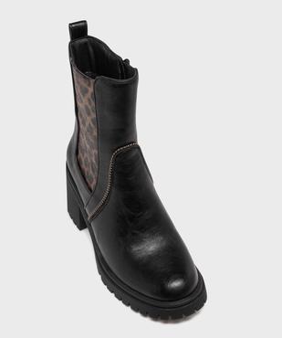 Boots avec empiècement léopard et semelle crantée femme - Emilia Rosa vue5 - EMILIA ROSA - GEMO