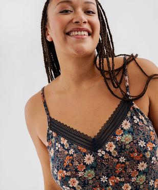 Nuisette à bretelles et col V en dentelle femme grande taille vue2 - GEMO 4G FEMME - GEMO