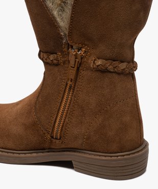 Boots fille zippées dessus cuir et col fourrure imitation vue6 - GEMO (ENFANT) - GEMO