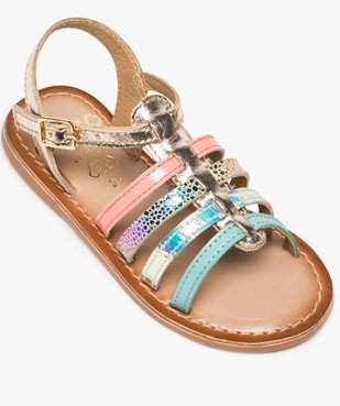 Sandales filles avec brides en cuir multicolores vue5 - GEMO (ENFANT) - GEMO