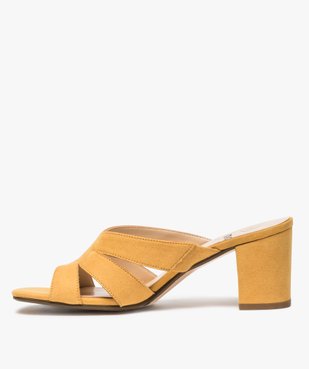 Sandales femme mules à talon en suédine unie vue3 - GEMO(URBAIN) - GEMO