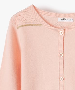Gilet fille à détails pailletés et épaules ajourées vue2 - GEMO (ENFANT) - GEMO
