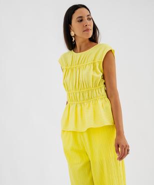 Blouse sans manches en viscose froissé à taille marquée femme vue3 - GEMO 4G FEMME - GEMO