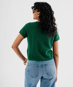 Pull manches courtes en maille texturée à boutons femme vue4 - GEMO(FEMME PAP) - GEMO
