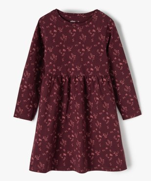 Robe fille à manches longues en maille à motifs fleuris vue1 - GEMO C4G FILLE - GEMO