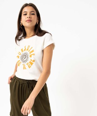 Tee-shirt femme imprimé à manches courtes vue1 - GEMO(FEMME PAP) - GEMO