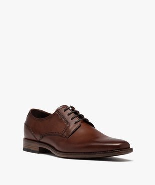 Derbies homme dessus cuir uni à bout carré - Tanéo vue2 - TANEO - GEMO
