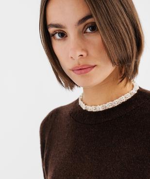 Pull col rond dentelle femme vue2 - GEMO(FEMME PAP) - GEMO