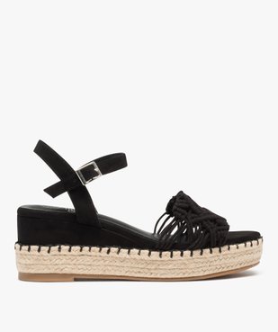 Sandales femme compensées unies dessus macramé vue2 - GEMO(URBAIN) - GEMO
