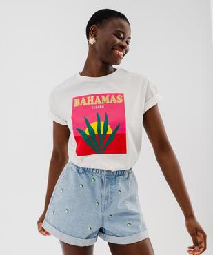 Tee-shirt manches courtes imprimé coloré femme vue1 - GEMO(FEMME PAP) - GEMO