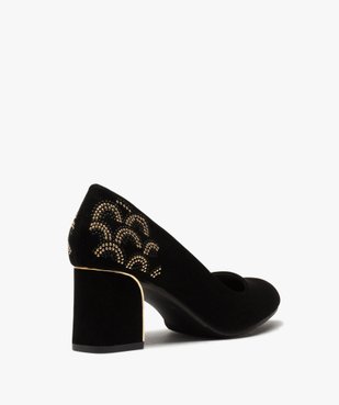 Escarpins femme en suédine avec talon et détails métallisés vue4 - GEMO(URBAIN) - GEMO
