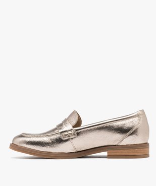 Mocassins dessus et semelle intérieure cuir à tige brillante femme vue3 - TANEO - GEMO