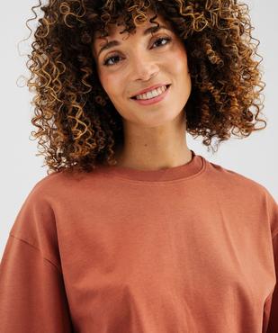 Tee-shirt manches courtes en jersey de coton coupe boxy loose femme vue3 - GEMO(FEMME PAP) - GEMO