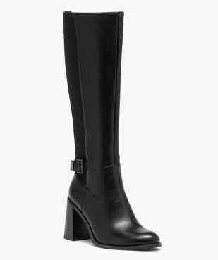 Bottes femmes unies à talon carré évasé avec tige élastique vue2 - GEMO(URBAIN) - GEMO