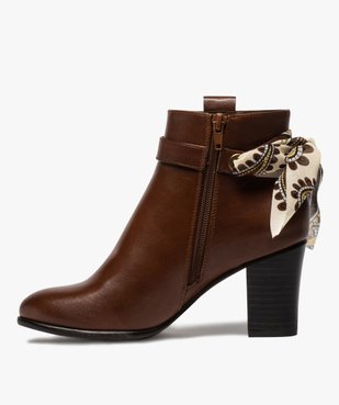 Boots femme unis à talon rainuré et ruban fantaisie vue3 - GEMO(URBAIN) - GEMO