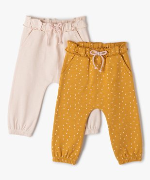 Pantalon bébé fille en maille avec ceinture fantaisie (lot de 2) vue1 - GEMO(BEBE DEBT) - GEMO