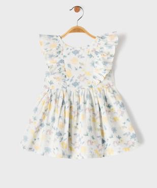Robe courte à volants en coton fleuri bébé fille  vue3 - GEMO(BEBE DEBT) - GEMO