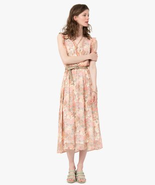 Robe femme sans manches à motifs fleuris et volants vue1 - GEMO(FEMME PAP) - GEMO