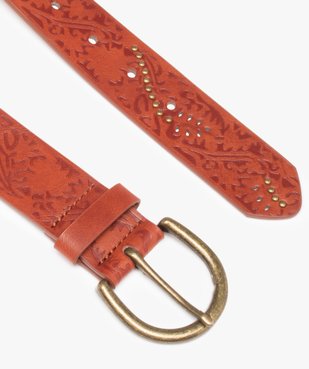 Ceinture femme à motifs embossées et clous en métal doré vue2 - GEMO (ACCESS) - GEMO