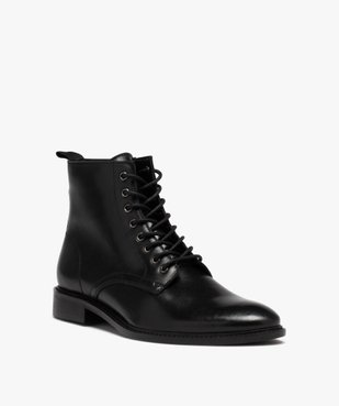 Boots homme en cuir uni bout amande  vue3 - TANEO - GEMO