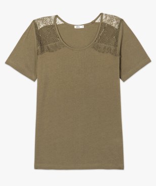 Tee-shirt femme à manches courtes avec épaules en dentelle vue4 - GEMO (MAILLE) - GEMO