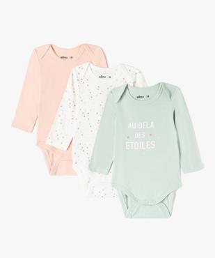 Bodies bébé à manches longues et col américain thème étoiles (lot de 3) vue1 - GEMO 4G BEBE - GEMO