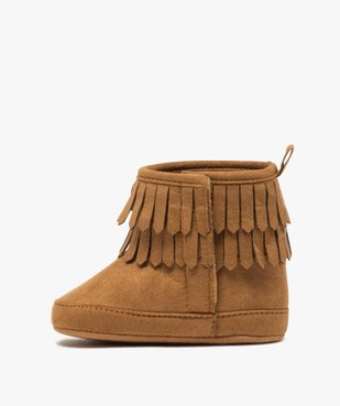 Chaussons bébé fille unis style boots à franges vue3 - GEMO 4G BEBE - GEMO