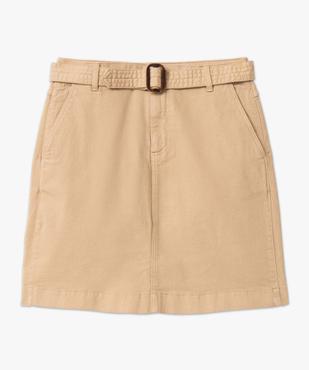 Jupe femme en toile de coton extensible avec ceinture  vue4 - GEMO 4G FEMME - GEMO