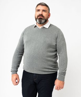 Pull fin à col V en coton homme vue6 - GEMO 4G HOMME - GEMO