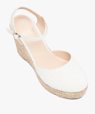 Sandales femme compensées dessus dentelle anglaise vue5 - GEMO(URBAIN) - GEMO
