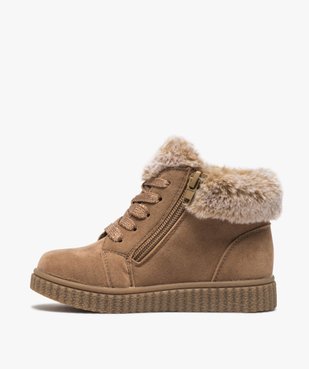 Boots fille zippées dessus suédine et col fourrure imitation vue3 - GEMO (ENFANT) - GEMO