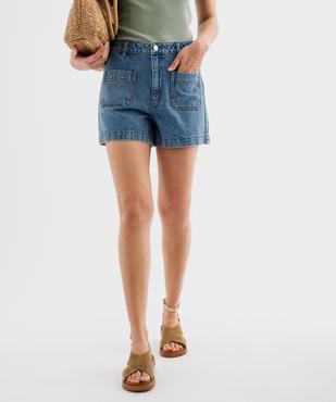 Short en jean ample taille haute avec poches sur l’avant femme vue1 - GEMO 4G FEMME - GEMO