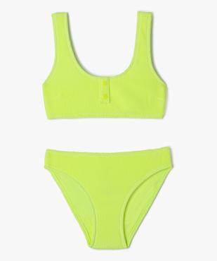 Maillot de bain deux pièces en maille gaufrée fille vue1 - GEMO 4G FILLE - GEMO