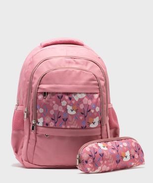 Sac à dos multipoche en toile avec trousse assortie fille vue1 - GEMO (ACCESS) - GEMO
