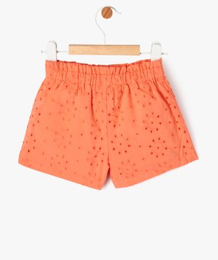 Short en coton avec broderies anglaises bébé fille vue3 - GEMO(BEBE DEBT) - GEMO