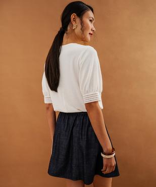 Blouse unie col claudine femme vue4 - GEMO(FEMME PAP) - GEMO