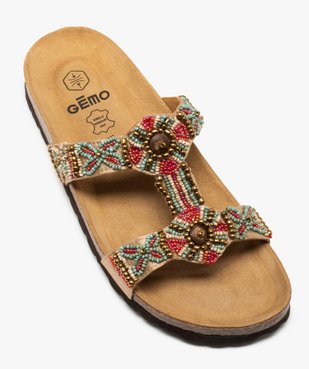 Mules femme à talon plat et brides ornées de perles vue5 - GEMO (CASUAL) - GEMO