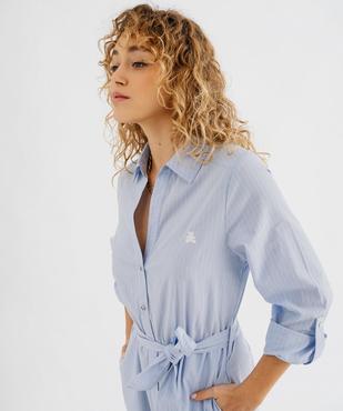 Robe chemise à manches longues rayée femme - LuluCastagnette vue2 - LULUCASTAGNETTE - GEMO