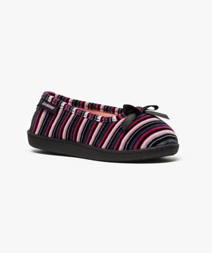 Chaussons ballerines en velours à semelle ergonmique vue2 - ISOTONER - GEMO