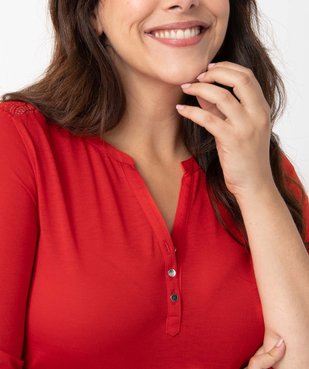 Tee-shirt femme à manches longues et dos dentelle vue2 - GEMO 4G FEMME - GEMO