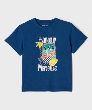 Tee-shirt manches courtes en jersey de coton flammé imprimé estival garçon vue1 - GEMO 4G GARCON - GEMO