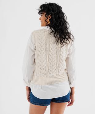 Pull sans manches à grosse maille torsadée femme - LuluCastagnette vue4 - LULUCASTAGNETTE - GEMO