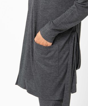 Veste d'intérieur femme en maille duveteuse avec ceinture à nouer vue2 - GEMO(HOMWR FEM) - GEMO