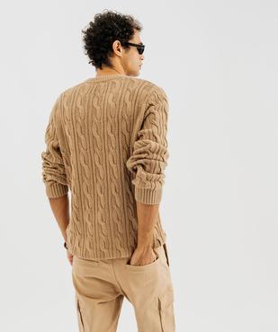 Pull en maille torsadée à col rond homme vue3 - GEMO (HOMME) - GEMO