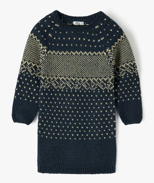Robe pull fille en maille jacquard dorée vue1 - GEMO (ENFANT) - GEMO