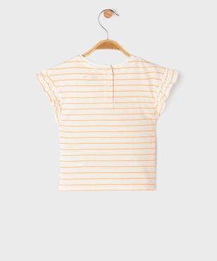 Tee-shirt manches courtes rayé avec manches à volants bébé fille vue3 - GEMO 4G BEBE - GEMO