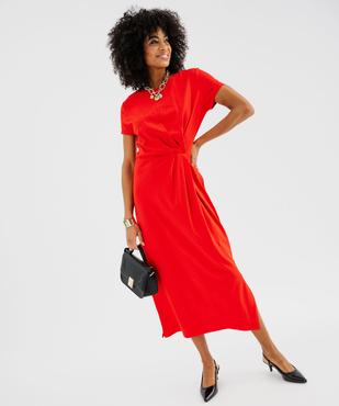 Robe longue manches courtes en maille femme vue1 - GEMO(FEMME PAP) - GEMO